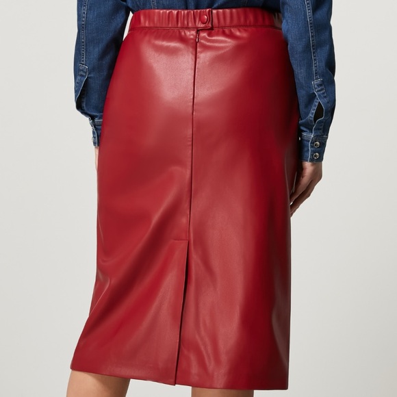 Persona by Marina Rinaldi Dark Red Technical Fabric Skirt Elastic Waist Size 18 - Picture 5 of 11